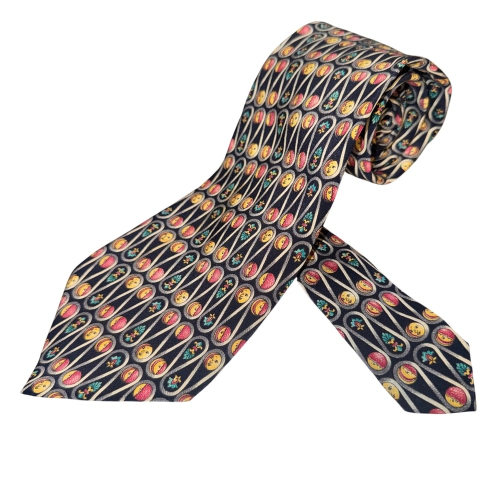 Vintage Metropolitan Museum of Art 100% Silk Novelty Tie Navy